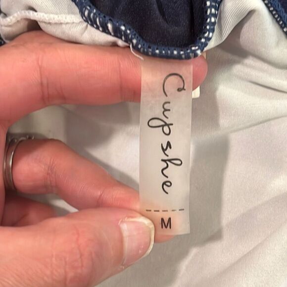 Cupshe Navy Blue Off The Shoulder 2 Piece Bikini Swimsuit Medium - Picture 5 of 5